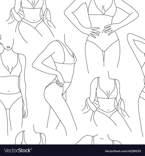 Seamless Women In Lingerie Pattern Modern Vector Image