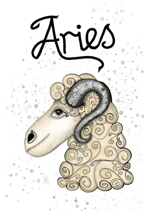 Aries Art Print, Astrology Painting, Starsign Drawing Zodiac Artwork - Etsy