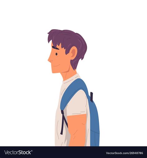 Young man with backpack side view Royalty Free Vector Image