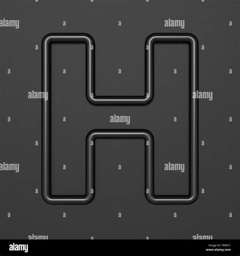 Black Outline Font Letter H 3d Illustration On Black Background Stock