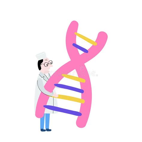 Scientist Exploring DNA Structure Hand Drawn Genome Sequencing Concept