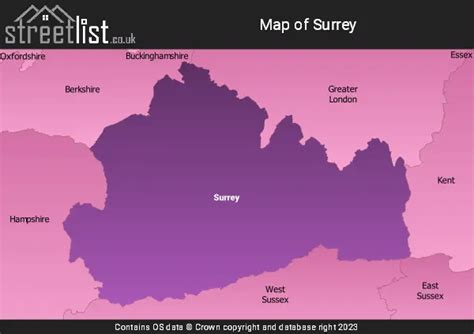 County Map Of Surrey Cities Towns And Villages