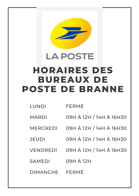 Horaires Bureau La Poste