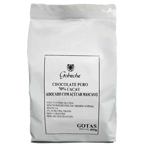 Gotas Chocolate 70 Cacau Gobeche Adoçado Açúcar Mascavo 400g