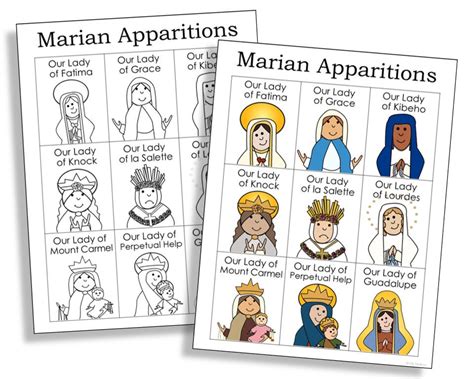 BLESSED VIRGIN Mary Marian Apparitions Coloring Page Activity Catholic ...