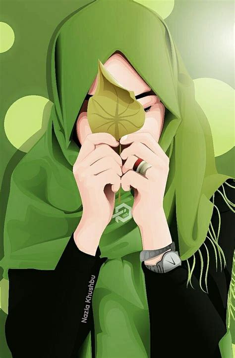 Islamic Hijab Girl Anime Green Hijab Girl Islamic Pic Leaf Hd