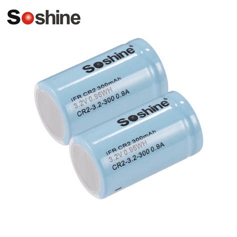 Soshine 2PCS IFR CR2 300mAh LiFePO4 Rechargeable Batteries 3 2V 0 96WH