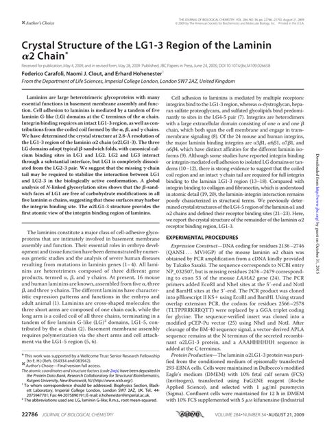 (PDF) Crystal Structure of the LG1-3 Region of the Laminin 2 Chain