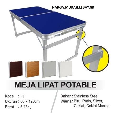 Jual HML MEJA LIPAT PORTABLE KOPER TRAVEL SERBAGUNA HPL ALUMINIUM