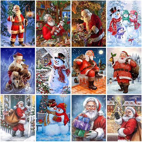 Diy Santa Claus 5d Diamond Painting Full Square Drill Cartoon Diamond