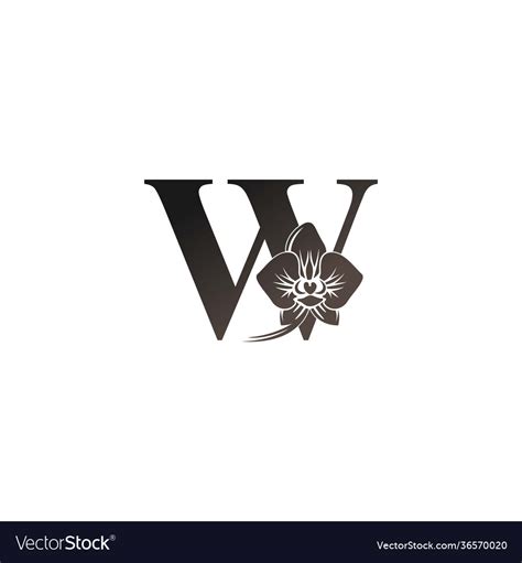 Letter W Logo Icon With Black Orchid Design Vector Image