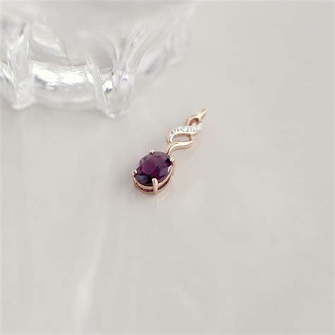 Pendentif Or Rose Diamant Et Grenat Rhodolite Pourpre Maty