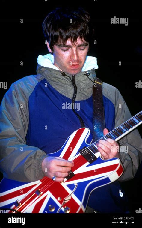 Noel Gallagher from Oasis performing live at Maine Road stadium in Manchester Stock Photo - Alamy