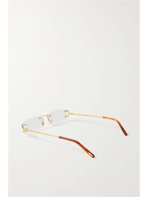 Cartier Eyewear Square Frame Gold Tone Optical Glasses Net A Porter