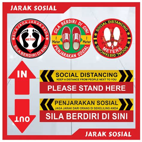 Sticker Jaga Jarak Sosial READY STOCK Floor Social Distancing Shopee