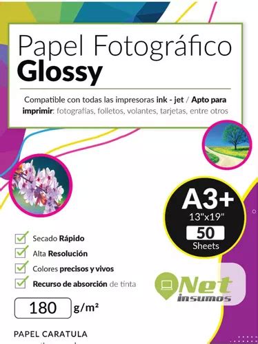 Papel Fotografico Glossy Brillante A3 33x48 180gr 50 Hojas Cuotas