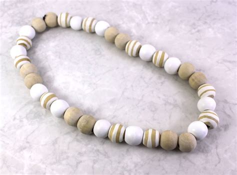 Nordic Wooden Bead Stretch Necklace By Lucy Loves Neko