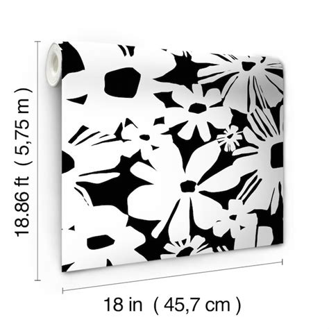 Roommates 2829 Sq Ft Black Vinyl Floral Self Adhesive Peel And Stick Wallpaper Rmk12091rl At