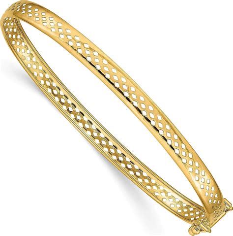 Avariah Diamonds 14k Yellow Gold Polished Safety Lock 5mm Bangle 7