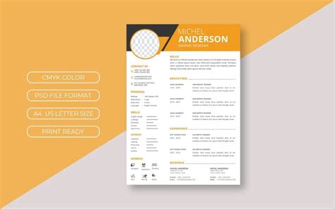 Anderson Beautiful Cv Resume Template Templatemonster