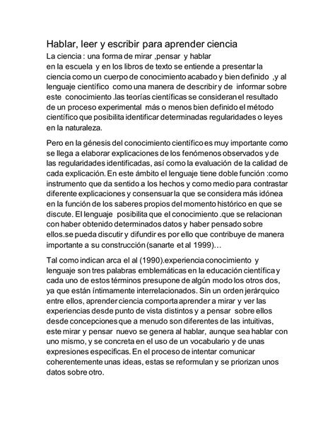 Hablar Leer Y Escribir Para Aprender Ciencia Pdf Descarga Gratuita