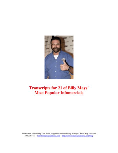 Transcripts for 21 of Billy Mays' Most Popular Infomercials