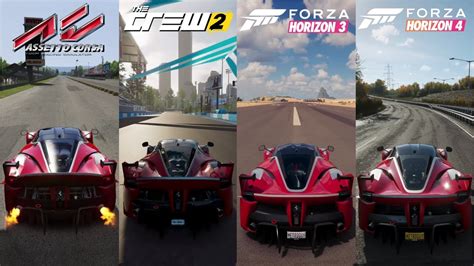 Forza Horizon 4 Vs Forza Horizon 3 Vs Crew 2 Vs Assetto Corsa LaFerrari