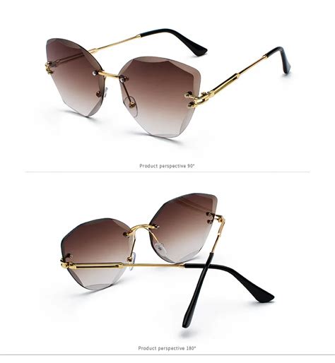 Gwtnn Oculos Escuros Rimless Sunglasses Women Luxury Designer Cat Eye