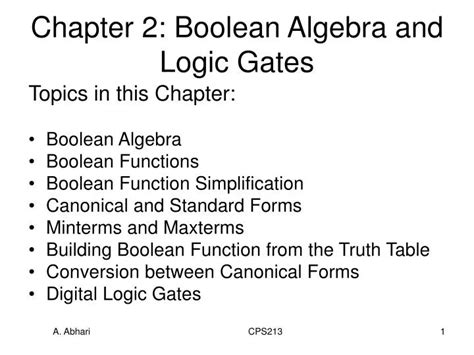 Ppt Chapter 2 Boolean Algebra And Logic Gates Powerpoint