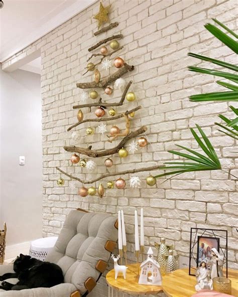 Arvore De Natal De Canto De Parede - Árvore de Natal na Parede: 90 Ideias Criativas e Fáceis