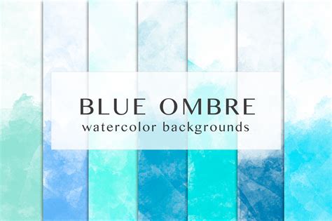 blue ombre watercolor backgrounds | Custom-Designed Graphics ~ Creative ...