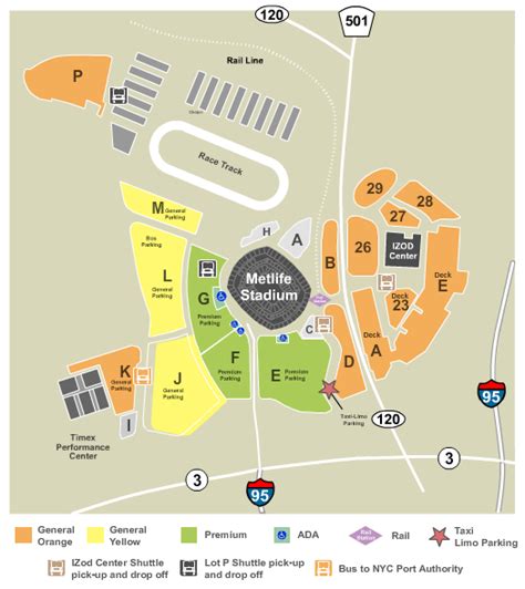 MetLife Stadium Parking Lots - Parking - Jets Seating Chart | Cheapo ...