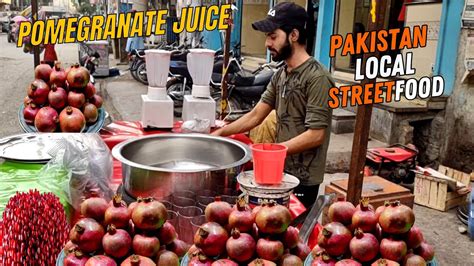 Fresh Pomegranate Juice On The Streets Of Pakistan Roadside Street