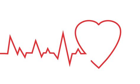 Heart Pulse Cardiogram Line Vector Illustration Isolated On White