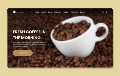 Cofee Shop Landing Page Ui Design Figma