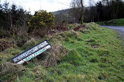 Damaged Road Sign Ballyrenan Kenneth Allen Geograph Ireland