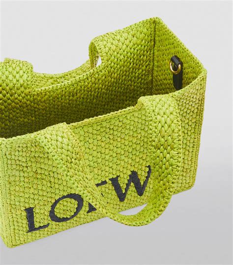 Womens Loewe Green X Paula S Ibiza Small Raffia Font Tote Bag Harrods Uk