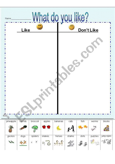 Like And Don´t Like Worksheet Esl Worksheet By Tatum206