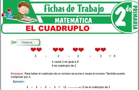 El Cuadruplo Para Segundo De Primaria Fichas De Trabajo