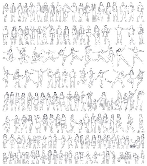 Premium Vector People Set Sketch Contour On White Background Isolated Vector