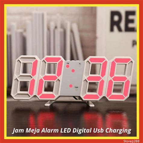 Jual Jam Meja LED Jam Dinding Tembok Digital Clock 3D Minimalis TS S60W - Putih Ungu - Jakarta ...