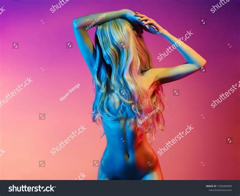 Nude Beautiful Blonde Dancing Colorful Light Stock Photo Shutterstock