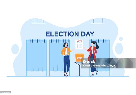 Election Day Political Hand Drawn Cartoon Flat Illustration With Voters