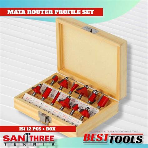 Promo Mata Profile Router Bit Bits Trimers Set 12Psc 1 4 Kotak Box Set