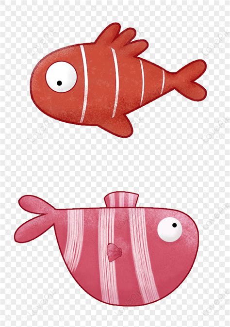 Hand Drawn Fish Cartoon Red Fish White Cartoon Fish Png Free