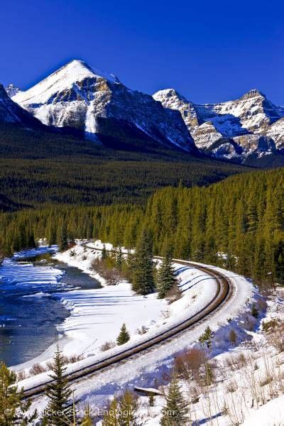 Railway Tracks Bow River Fairview Mountain Banff National Park Alberta Canada