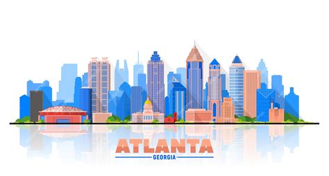 Free Vector Atlanta Georgia City Skyline White Background Flat Vector