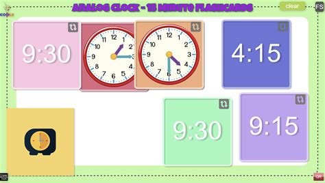 Analog Clock 15 Minute Flashcards Coirle