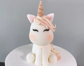 Unicorn Fondant Cake Topper Perfect For Birthday Girl Party Etsy