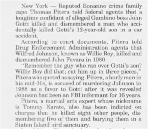 Tommy Pitera Allegedly Talked To The Dea And Told Them About A Murder